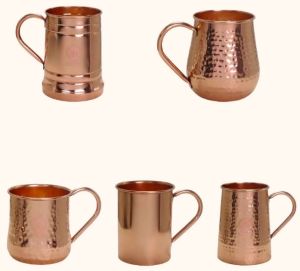 Polished Copper Mugs, Color : Brown