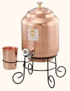Polished Hammered Copper Water Matka Standard for Home, Hotel