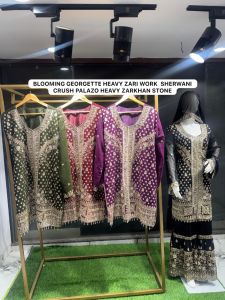 Party Wear Ladies Georgette Designer Sharara Suit, Color : Multicolor