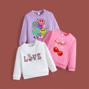 Round Neck Wool Girls Printed Sweatshirt, Color : Multicolor
