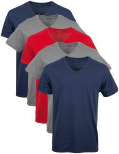 Cotton Polyester Plain Mens V Neck T-Shirts Casual