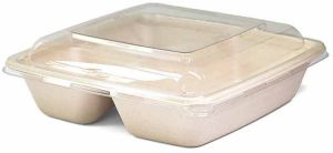 2 Compartment Eco Bagasse Square Plate