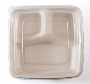 3 Compartment Square PET Lid Bagasse Container