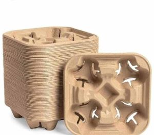 4 Cup Drink Carrier Cardboard Molded Pulp Tray