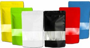 multicolor window zipper stand up pouch