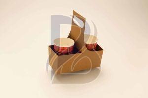 2 Cup Holder with Handle Kraft Paper Tray