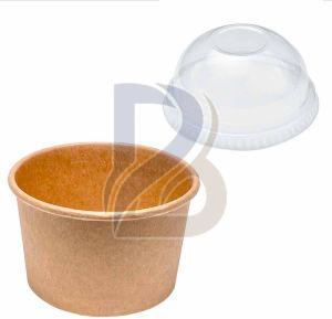 Brown Dome Lid Paper Bowl for Food Serving