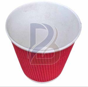 Paper Red Ripple Wrap Hot Coffee Cup, Shape : Round ( Base )