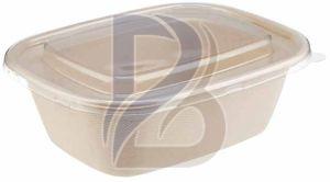 Wheat Straw PP Lid Bagasse Container, Color : Natural Brown