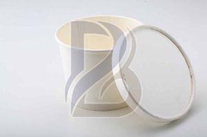 White Round Paper Bowl With Lid for Food Serving