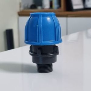 Polished PP Compression Male Threaded Adaptor, Color : Blue & Black