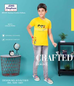 Printed Kids Round Neck T-shirts, Colors : Yellow, Gender : Boys