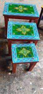 Set OF 3 Wooden Stools