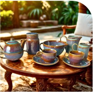 Plain Ceramic Tableware Set, Color : Brown