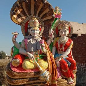 Printed Marble Laxmi Narayan Statue, Color : Multicolor