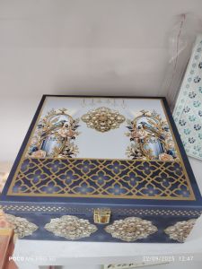 Polished Wood Printed Marriage Gift Box Antique
