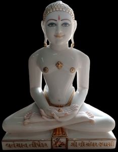 Polished Plain Marble Jain Mahaveer Statue, Color : White
