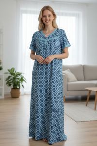 Round Neck Printed Cotton Nighty All Sizes