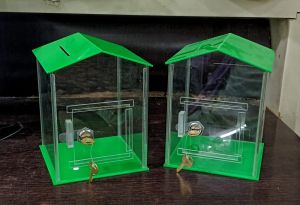 Transparent Acrylic Donation Box, Color : Green