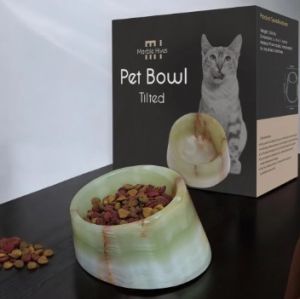 Polished Marble Tilted PET Food Bowl