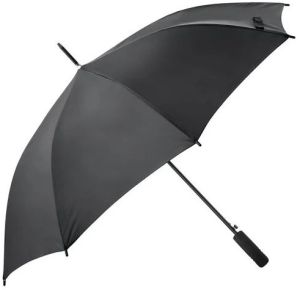 Plain Black Polyester Umbrella, Handle Material : Plastic