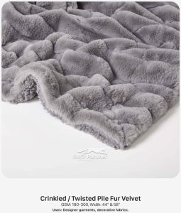 Crinkled Twisted Pile Fur Velvet Fabric
