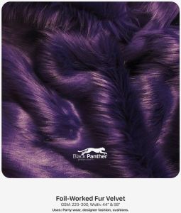 Foil-Worked Fur Velvet Fabric 44” & 58” | 220-300 GSM | Party Wear, Designer Fashion & Cushions