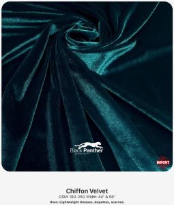 Imported Chiffon Velvet Fabric 180-250 GSM | 44” & 58” Width | Dresses, Dupattas & Scarves