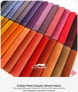 Black Panther Imported Cotton Plain Classic Velvet Fabric