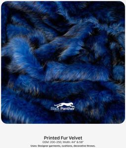 Printed Fur Velvet Fabric 44” & 58” | 200-250 GSM | Designer Garments, Cushions & Throws