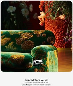 Black Panther Printed Sofa Velvet Fabric, Color : All 44-58 Inches