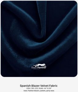 Black Panther Spanish Blazer Velvet Fabric 44-58 Inches