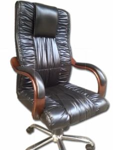 Leatherette Executive Leather Office Chair with Wheels, Color : Black