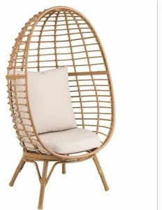 Natural Cane Rattan Chair with Soft Cushion Seat Rustic for Indoor