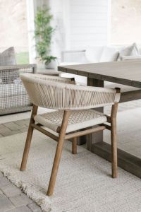Woven Rope and Teak Wood Outdoor Dining Armchair
