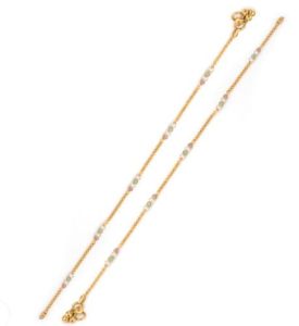 Gold Anklet with Stone