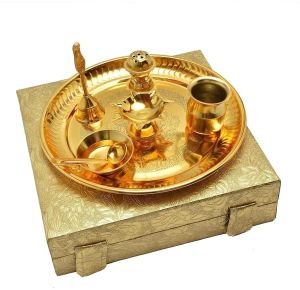 Brass German Gold Steel Pooja Thali