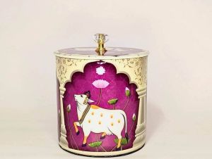 Iron Metal Pichwai Jar, Color : Metallic for Decorative, Storage