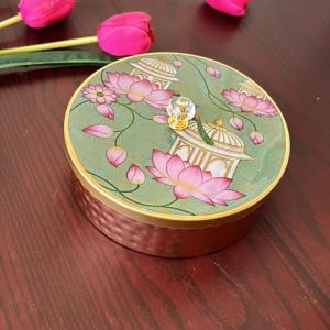 Metal Lotus Elegance Decorative Box, Color : Gold