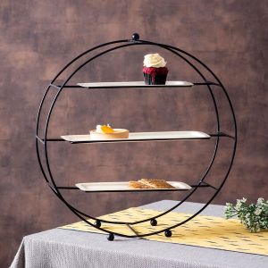 Round Black Metal Tiered Cupcake Stand 3 Tier