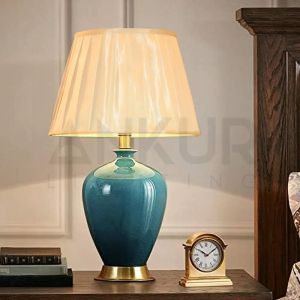 Aqua Ceramic Bedside Table Lamp