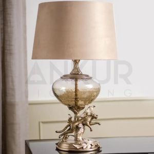 Running Leopard Hand Made Metal Glass Table Lamp