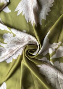 -15%  Green Floral Satin Georgette Fabric
