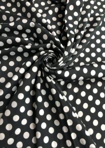 Black Polka Dot Cotton Silk Fabric