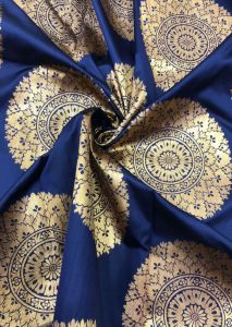 Blue Chakra Motif Brocade Fabric