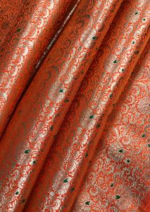 Orange Jaal Brocade Fabric