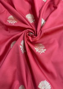 Red Flower Motif Brocade Fabric