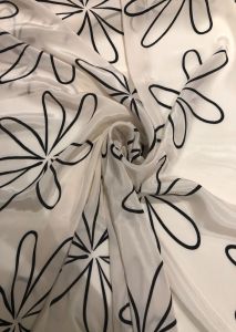 White Floral Print Crepe Fabric