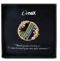 Vestige Logo Regalia Gold Plated Brooch in Enamel