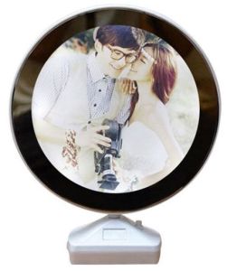 Round Attractive Mirror LED Tabletop Photo Frame